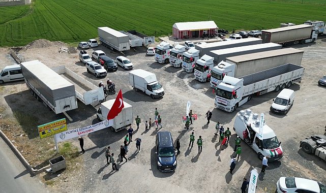 Şanlıurfa'da tır konvoyu Gazze'ye destek için yola çıktı