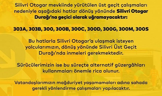 Silivri'de bazı otobüs hatları güzergah değiştirdi