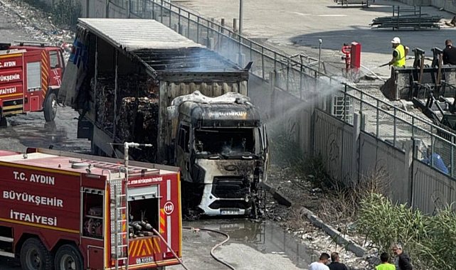 Söke'de atık kağıt getiren tırda yangın çıktı