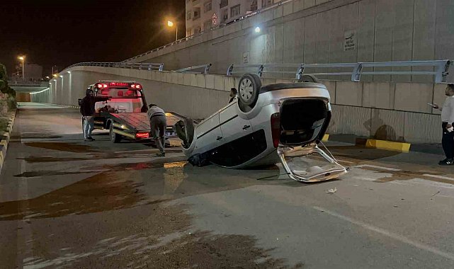 Takla atan araçtan burnu bile kanamadan çıktı