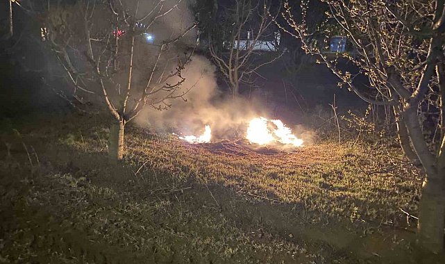 Tarım arazisinden yükselen alevler endişeye neden oldu