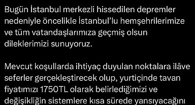 THY'den deprem sonrası bilet düzenlemesi
