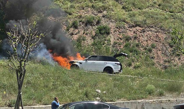 Ankara'da bir cip alev alev yandı