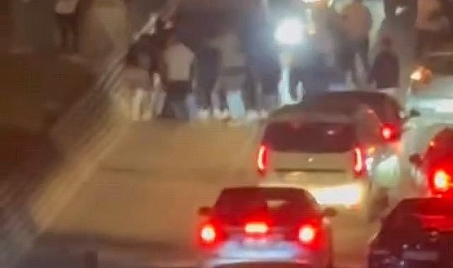 Asker konvoyundaki şahısların kavgası kamerada