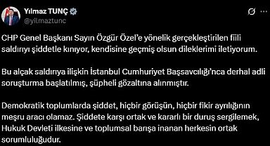 Bakan Tunç: "CHP Genel Başkanı Özgür Özel'e geçmiş olsun dileklerimi iletiyorum"