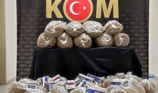 Bayburt'ta 180 kilo tütün, 8400 adet makaron ele geçirildi
