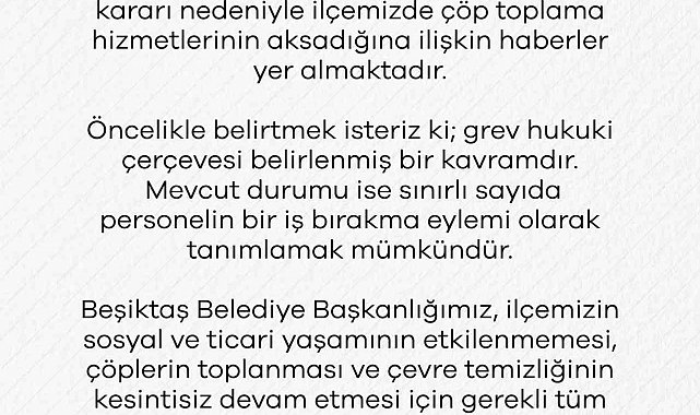 Beşiktaş Belediyesi'nden 'çöp toplama' açıklaması