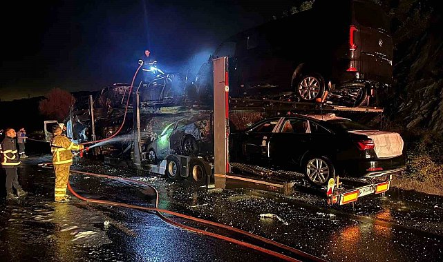 Bilecik'te 8 adet sıfır araç cayır cayır yandı