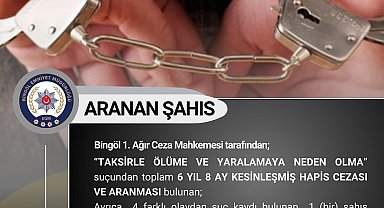 Bingöl'de 6 yıl 8 ay kesinleşmiş hapis cezası bulunan şahıs yakalandı