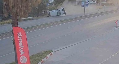 Bodrum'da takla atan araçtan çıkıp kaçtı