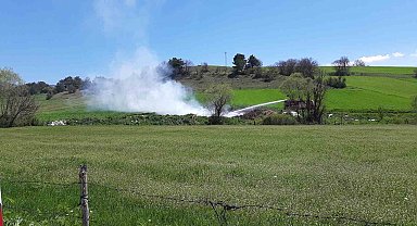 Bolu'da köylülerin çöplerini döktüğü alanda yangın