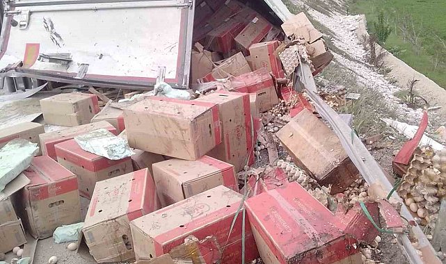 Bolu'da yumurta yüklü tır devrildi: 1 yaralı