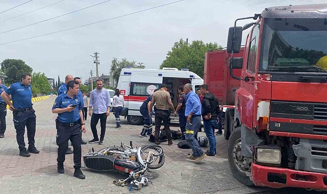 Bozdoğan'da tır ile motosiklet çarpıştı: 1 yaralı