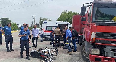 Bozdoğan'da tır ile motosiklet çarpıştı: 1 yaralı