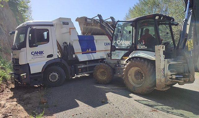 Canik'te kırsalda yol çalışması