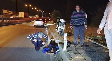 Devrilen motosikletin sürücüsü yaralandı