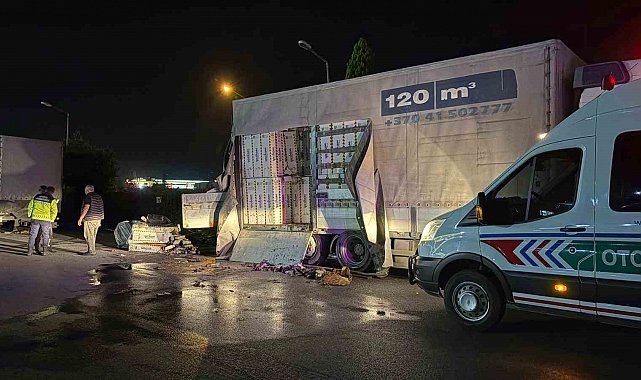 Dinlenme tesisinde park halindeki kamyonun kasasında yangın çıktı