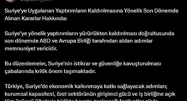Dışişleri Sözcüsü Keçeli'den Suriye'ye yaptırımların kaldırılmasına ilişkin paylaşım
