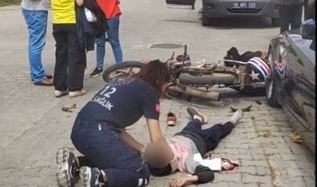 Edremit'te motosiklet ve otomobil çarpıştı: 3 çocuk yaralandı