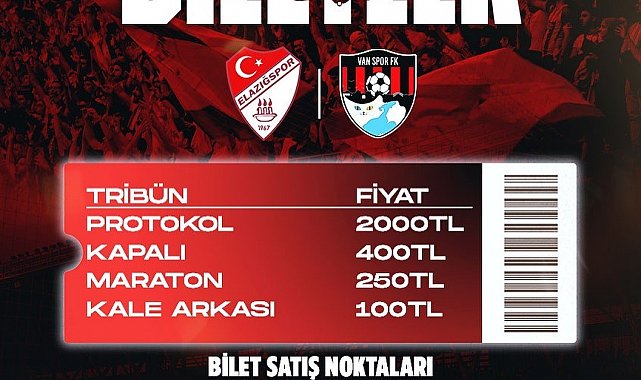 Elazığspor - Vanspor FK rövanş maçı biletleri satışta