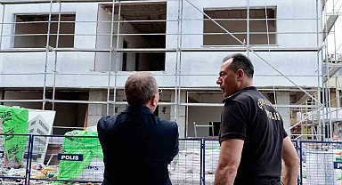 Emniyet Müdürü Kenan Kurt, Biga'da yapımı devam eden Emniyet Müdürlüğü binasında incelemelerde bulundu