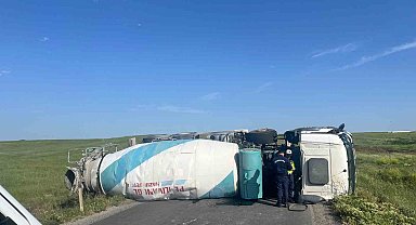 Ergene'de beton mikseri devrildi: 1 yaralı