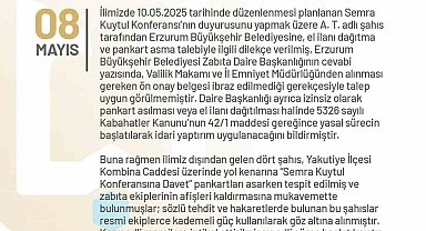 Erzurum'da izinsiz pankart asan 4 kişi gözaltına alındı