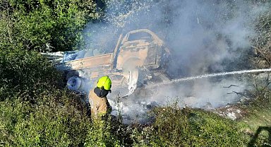 Gönen Denizkent-Biga yolunda araç yangını
