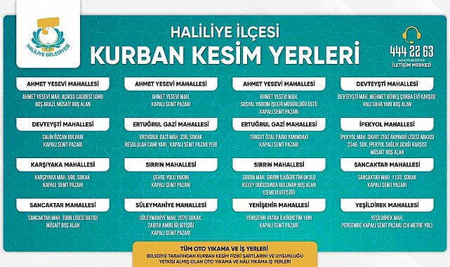 Haliliye'de kurban satış ve kesim yerleri belirlendi