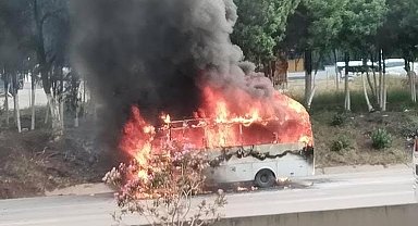 İşçi servisi alev alev yandı