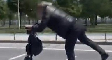 İstanbul'da tehlikeli scooter yolculuğu kamerada