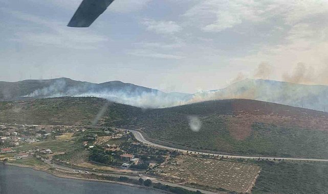 İzmir'de makilik alandaki yangına müdahale sürüyor