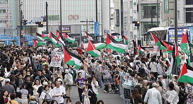 Japonya'da Nakba Günü gösterisinde İsrail protestosu