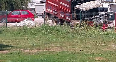 Kamyonette çıkıp çam ağacına sıçrayan yangın söndürüldü