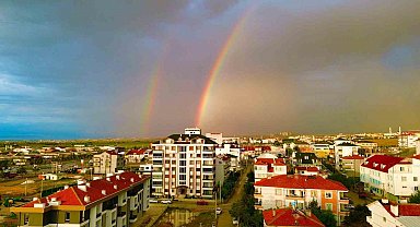 Karaman'da sağanak yağış sonrası gökkuşağı şöleni