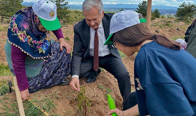 Kastamonu'da huzurevi sakinleri ile sevgi evinde kalan çocuklar fidan dikti