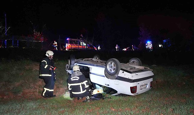 Kontrolden çıkan otomobil 40 metre yükseklikten tarlaya uçtu