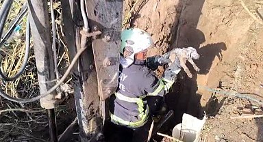 Kuyuda mahsur kalan yavru köpeğin imdadına itfaiye yetişti