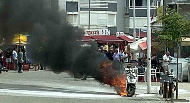 Motosiklet alev alev yandı