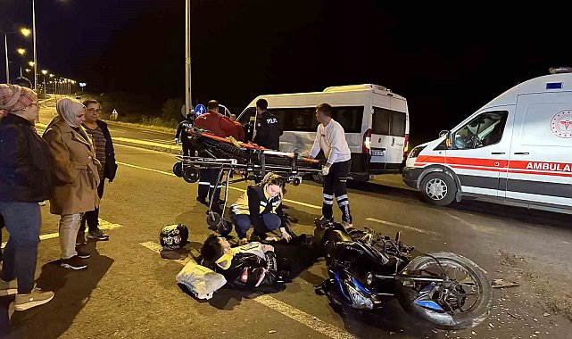 Motosiklet ticari araca çarptı: 1 yaralı