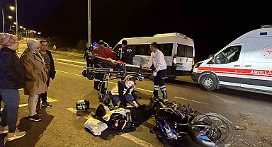 Motosiklet ticari araca çarptı: 1 yaralı