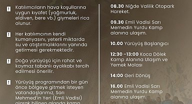 Niğde'de Parmakkaya Doğa Yürüyüşü ile Gençlik Haftası coşkusu başlıyor