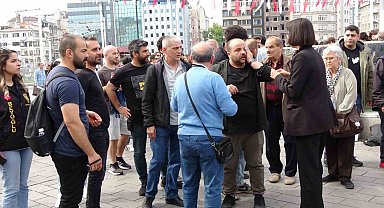 Taksim'de iki grup arasında kavga kamerada