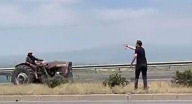 Ters yöne giren traktör sürücüsü kazaya davetiye çıkardı