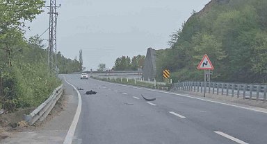 Tırın lastiği patladı facia ucuz atlatıldı