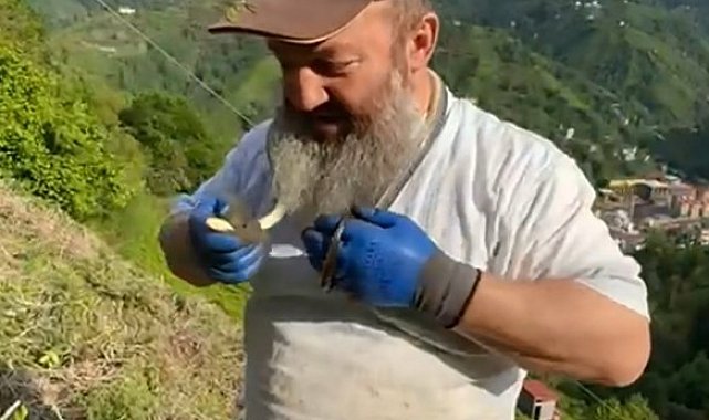 Tuttuğu yılanın önce güzelliğini anlattı, sonra kolye gibi boynuna doladı