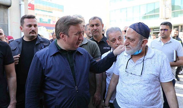 Vali Aydoğdu, Buğday Meydanı esnafına geçmiş olsun dileklerini iletti