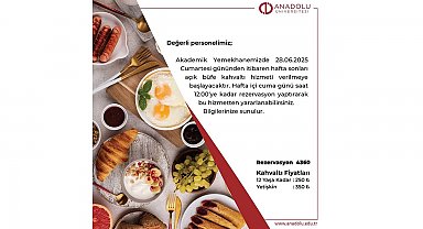Akademik ve idari personele açık büfe kahvaltı hizmeti başladı