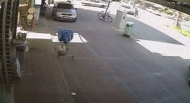 Aniden yola fırlayan bisikletli karşısında sürücünün son anda ki tepkisi kameraya yansıdı