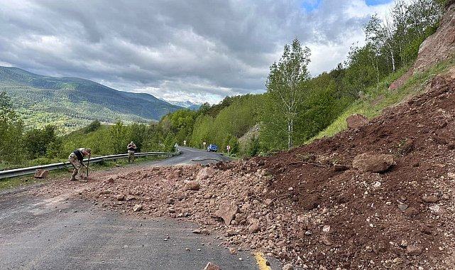 Ardahan-Posof kara yolunda toprak kayması